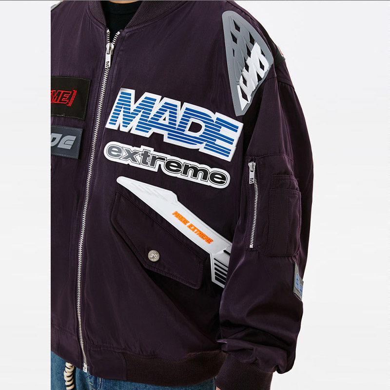 Bomber Loose Racing Suit Jacket with American Pattern Lettering