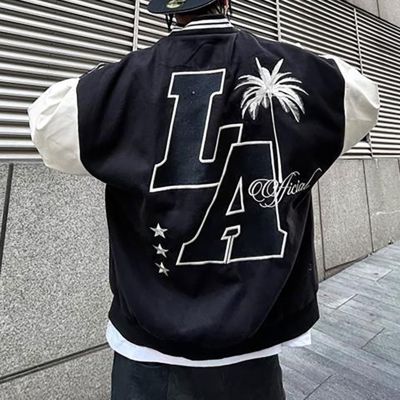 LA Punk Biker Patchwork Baseball Jacket