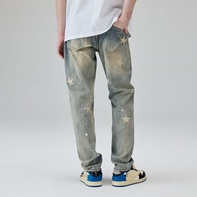 Star Print Straight Jeans