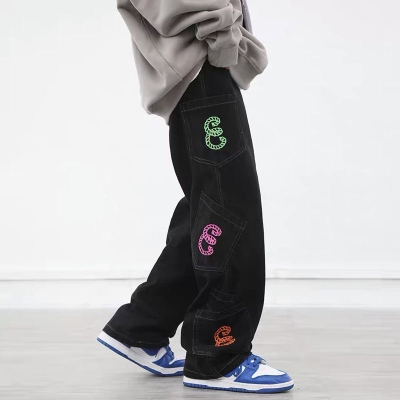 Hip Hop Loose Fit Multi Pocket Jeans