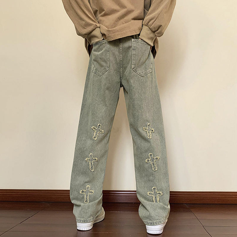 Designer Yellow Mud Dyed Embroidered Jeans