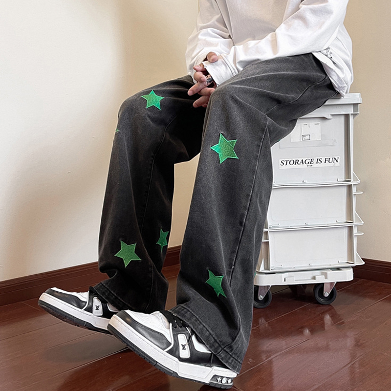 Men's Oversize Star Embroidery Jeans