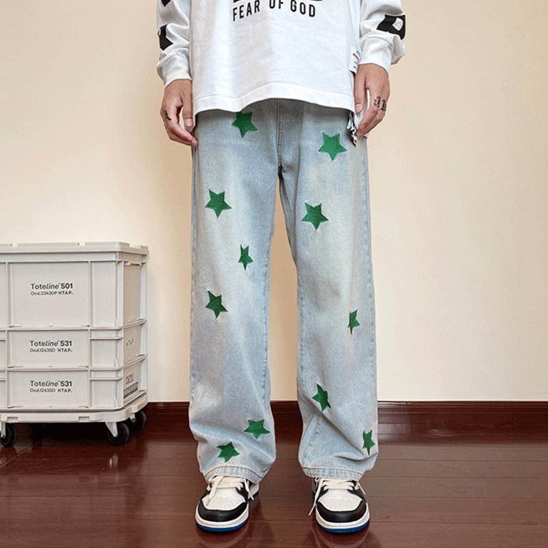 Men's Oversize Star Embroidery Jeans