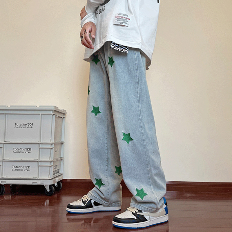 Men's Oversize Star Embroidery Jeans