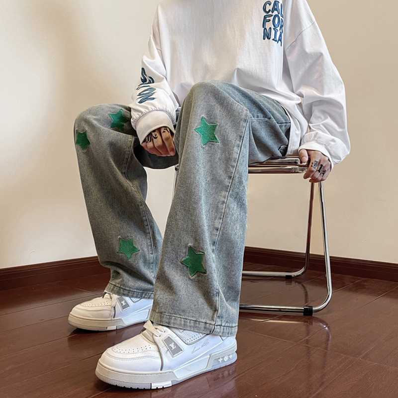 Men's Oversize Star Embroidery Jeans