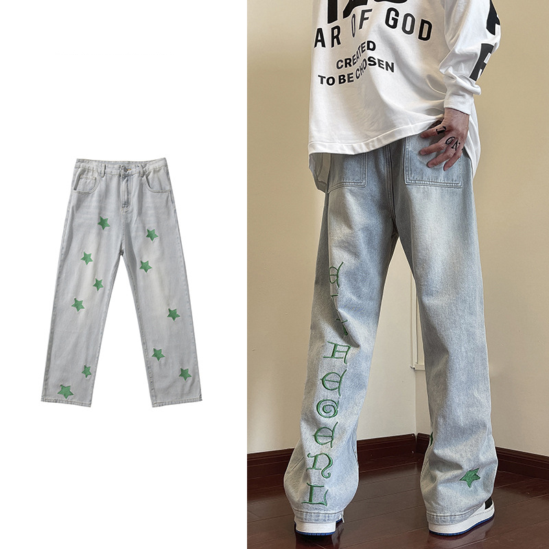 Men's Oversize Star Embroidery Jeans