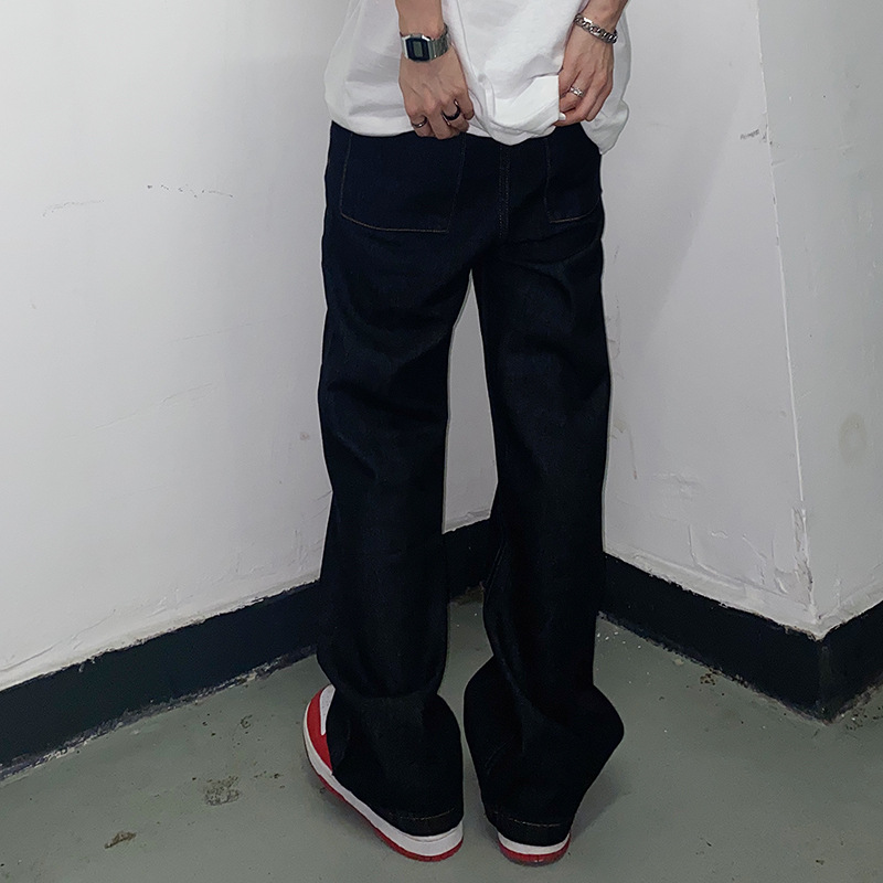 Hip Hop Straight Fit Letter Embroidered Jeans