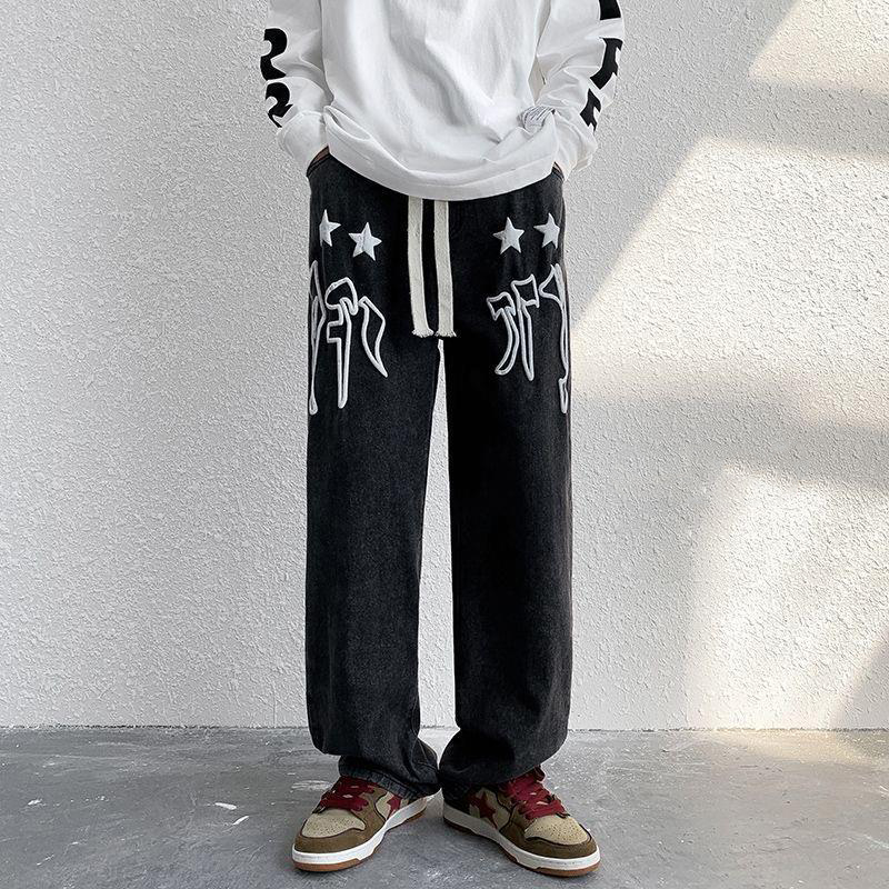 Men's Loose Graffiti Printed Hip Hop Jeans Men's Loose Graffiti Printed Hip Hop Jeans