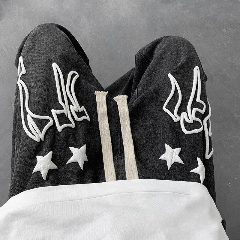 Men's Loose Graffiti Printed Hip Hop Jeans Men's Loose Graffiti Printed Hip Hop Jeans