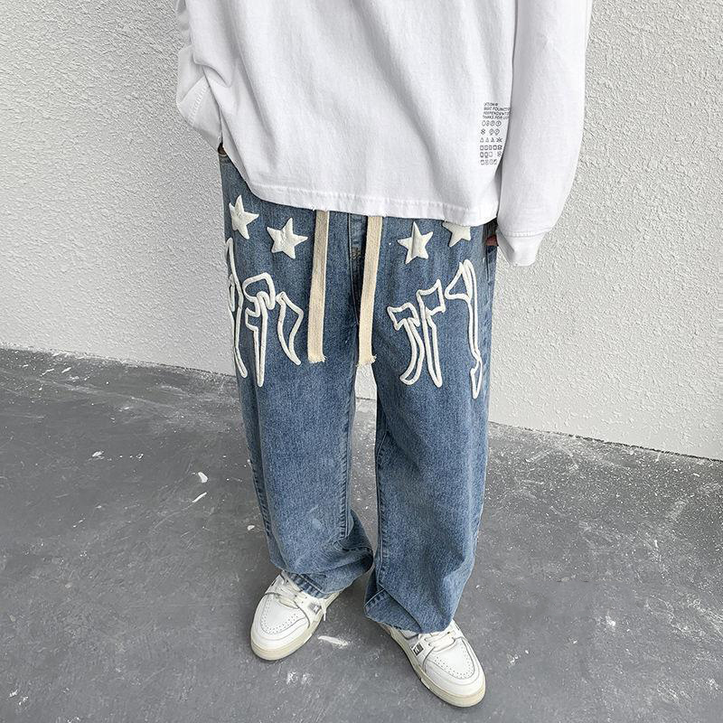Men's Loose Graffiti Printed Hip Hop Jeans Men's Loose Graffiti Printed Hip Hop Jeans
