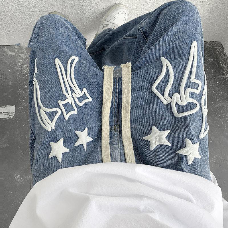 Men's Loose Graffiti Printed Hip Hop Jeans Men's Loose Graffiti Printed Hip Hop Jeans