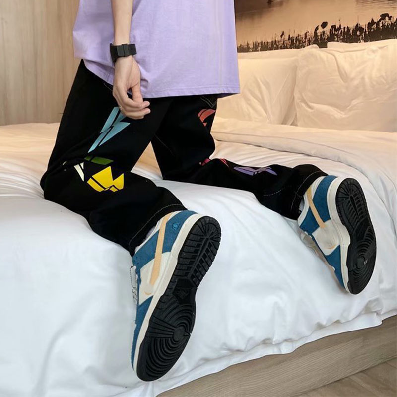 Hiphop Lightning Print Jeans