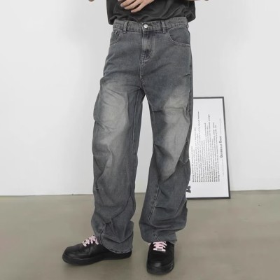 Irregular Pleated Design Jeans