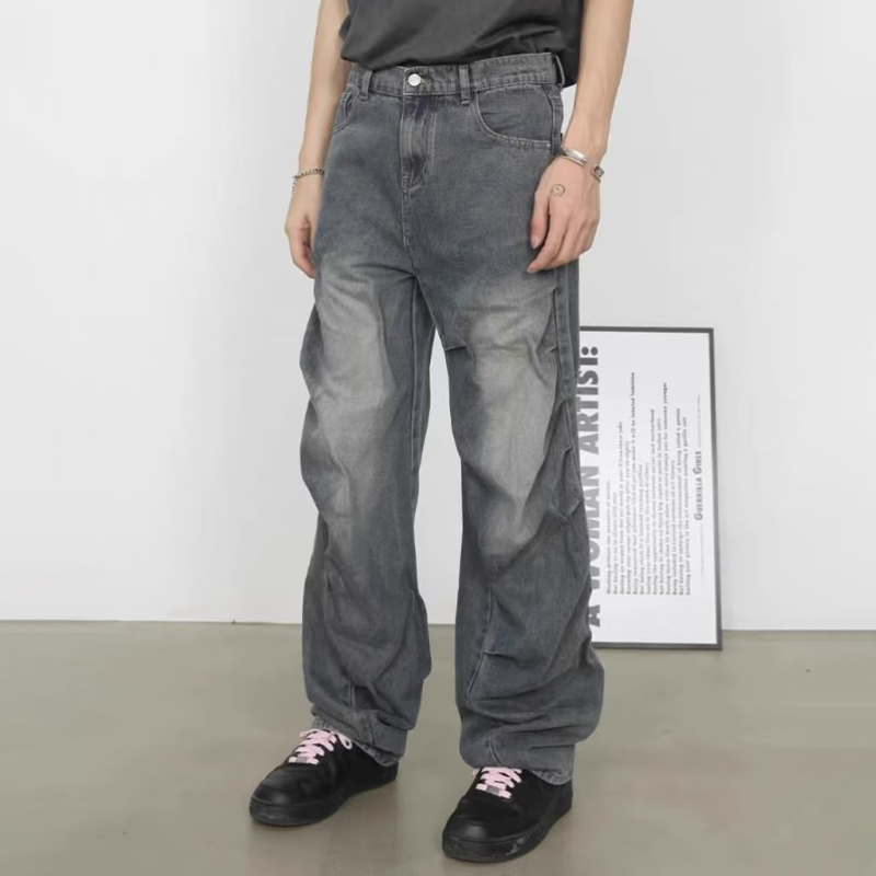 Irregular Pleated Design Jeans