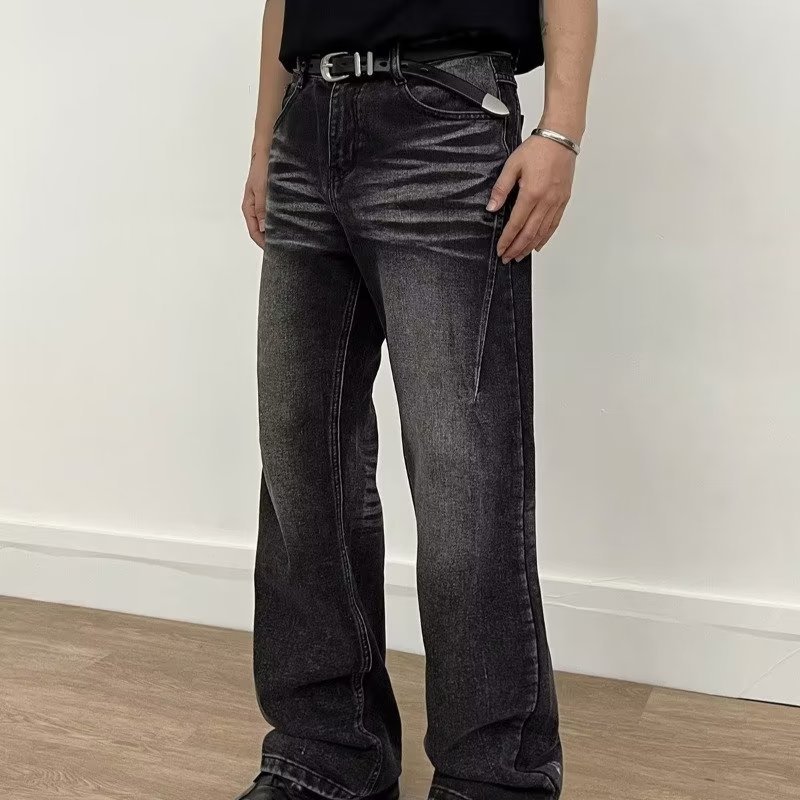 Fashionable Washed Wide-Leg Jeans