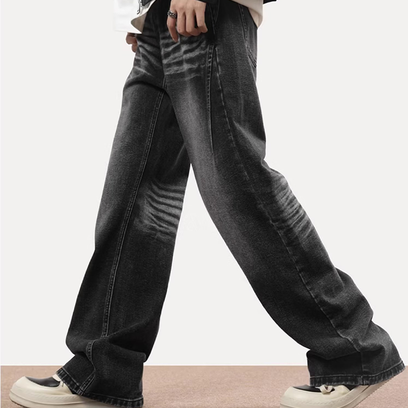 Fashionable Washed Wide-Leg Jeans