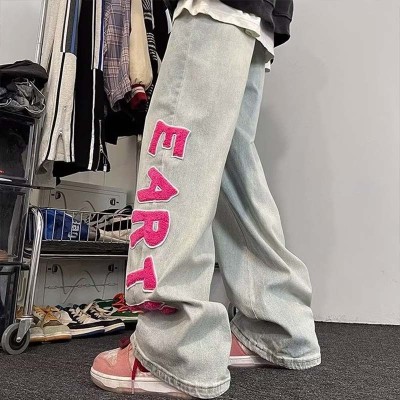 Hip hop Letters Embroidered Jeans