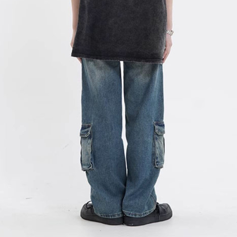 Retro Casual Cargo Pocket Jeans