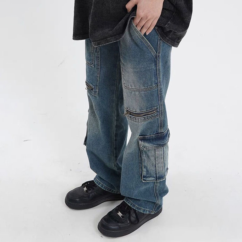 Retro Casual Cargo Pocket Jeans