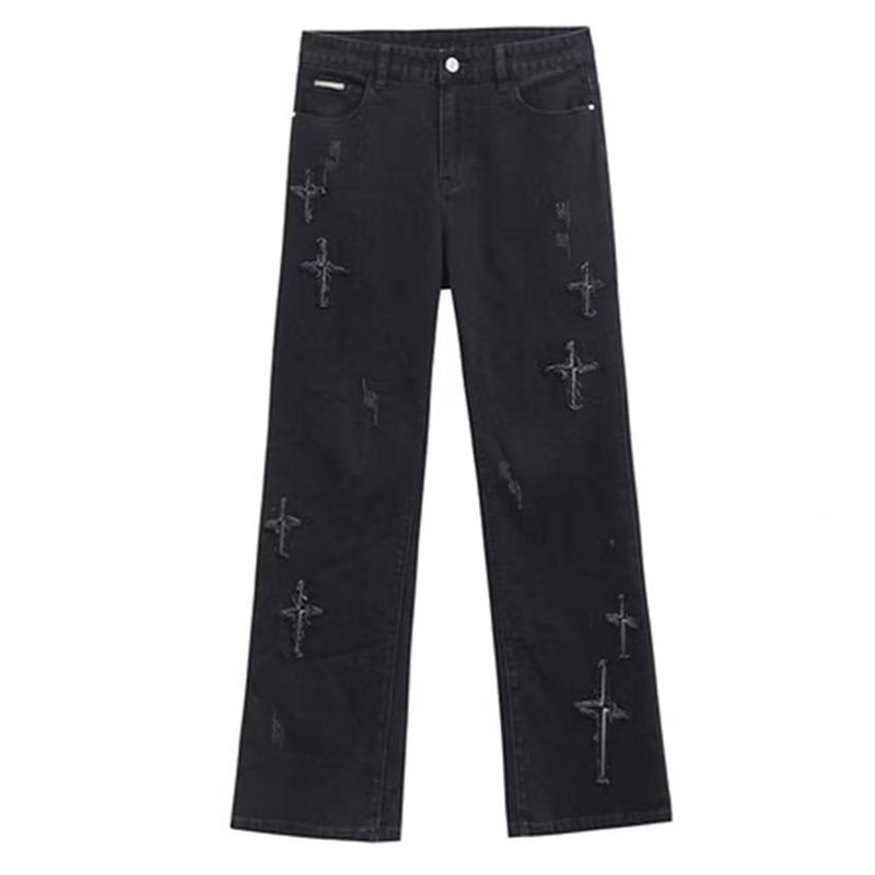 Patchwork Cross Star Washed Jeans