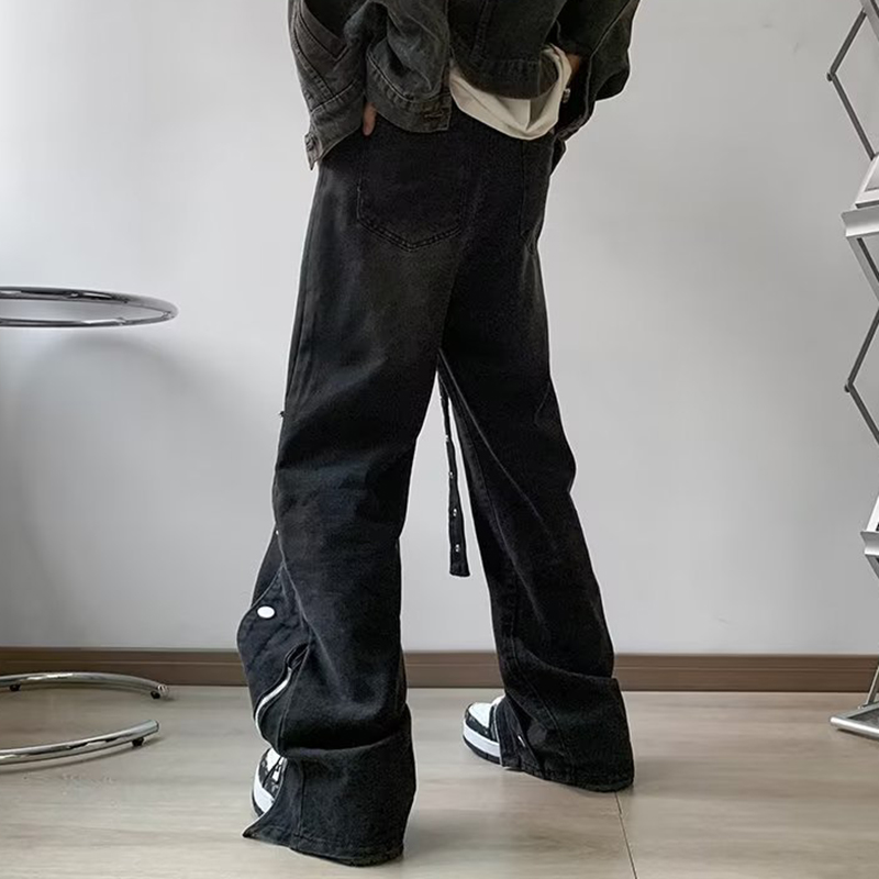 Street Button Zipper Slit Jeans Street Button Zipper Slit Jeans