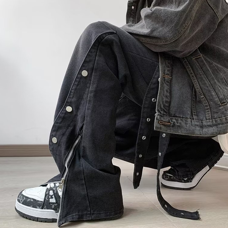 Street Button Zipper Slit Jeans Street Button Zipper Slit Jeans
