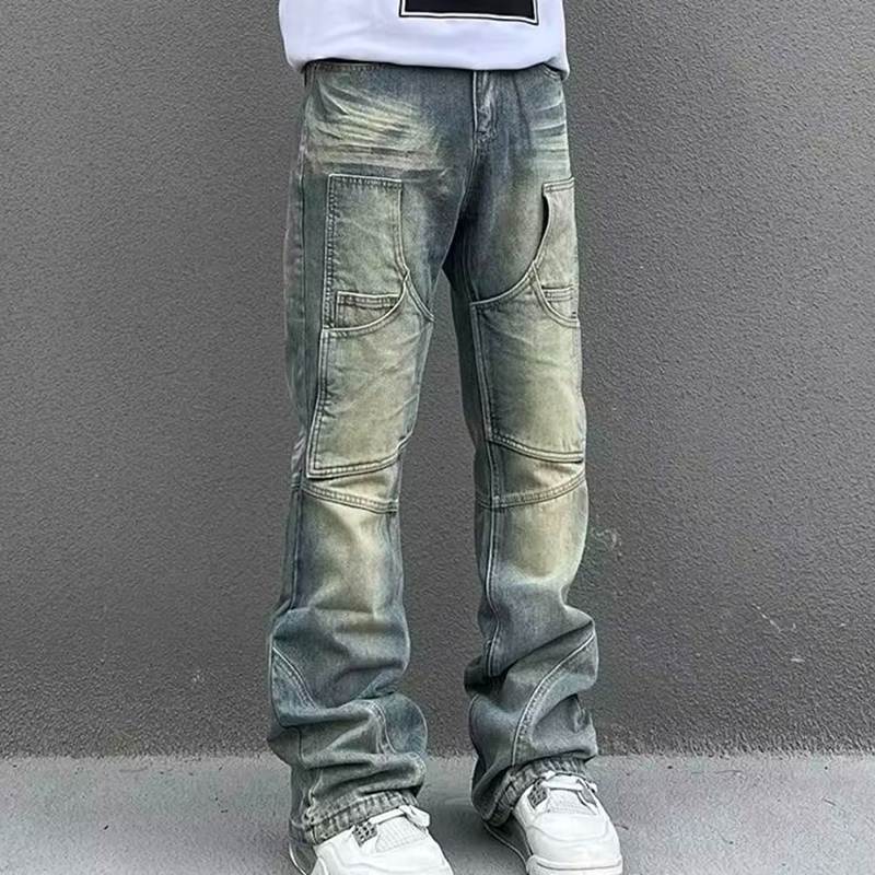 Retro Irregular Color Jeans