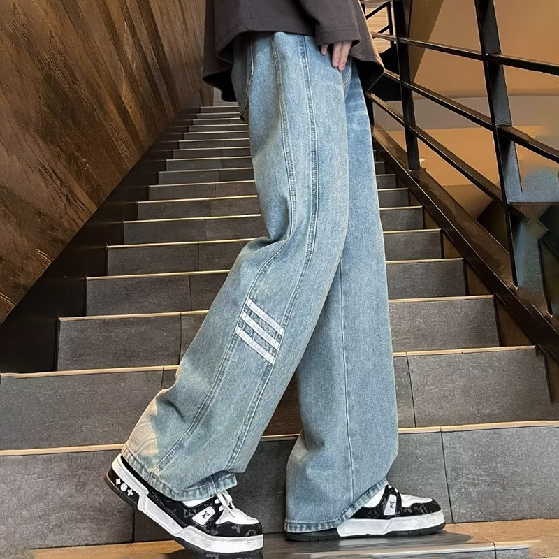 Street Retro Striped Casual Jeans