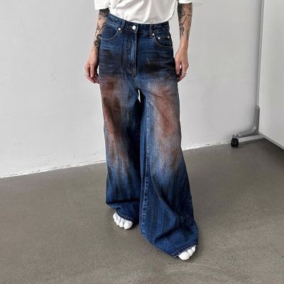 Retro Dirty Wash Blue Jeans