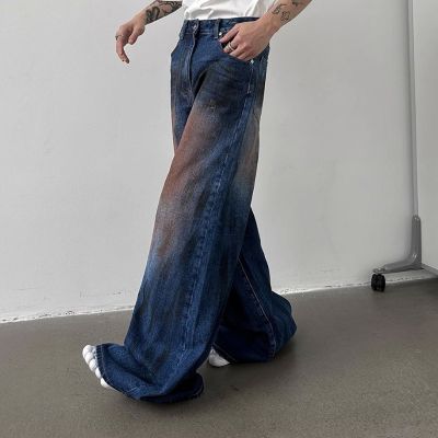 Retro Dirty Wash Blue Jeans