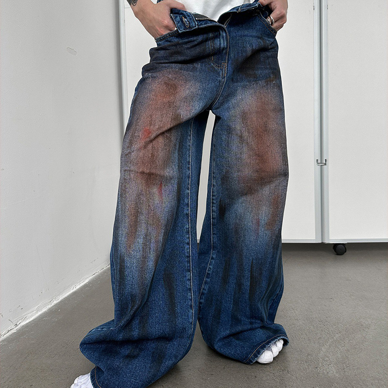 Retro Dirty Wash Blue Jeans