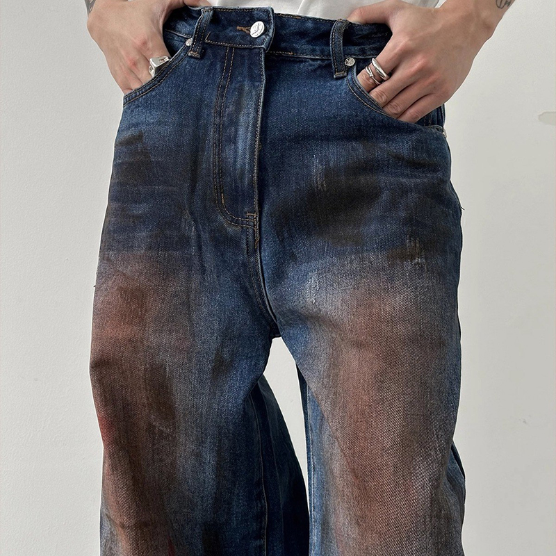 Retro Dirty Wash Blue Jeans