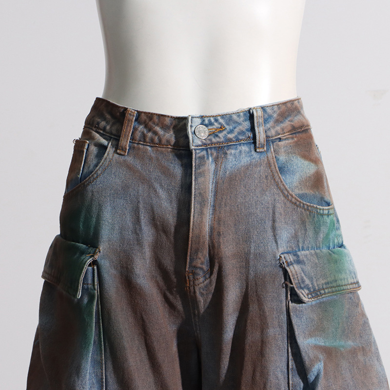 Stylish Multi-pocket Graffiti Jeans