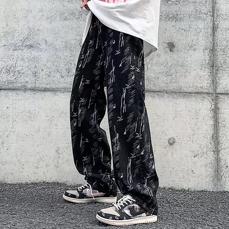 Street Style Embroidered Straight Jeans