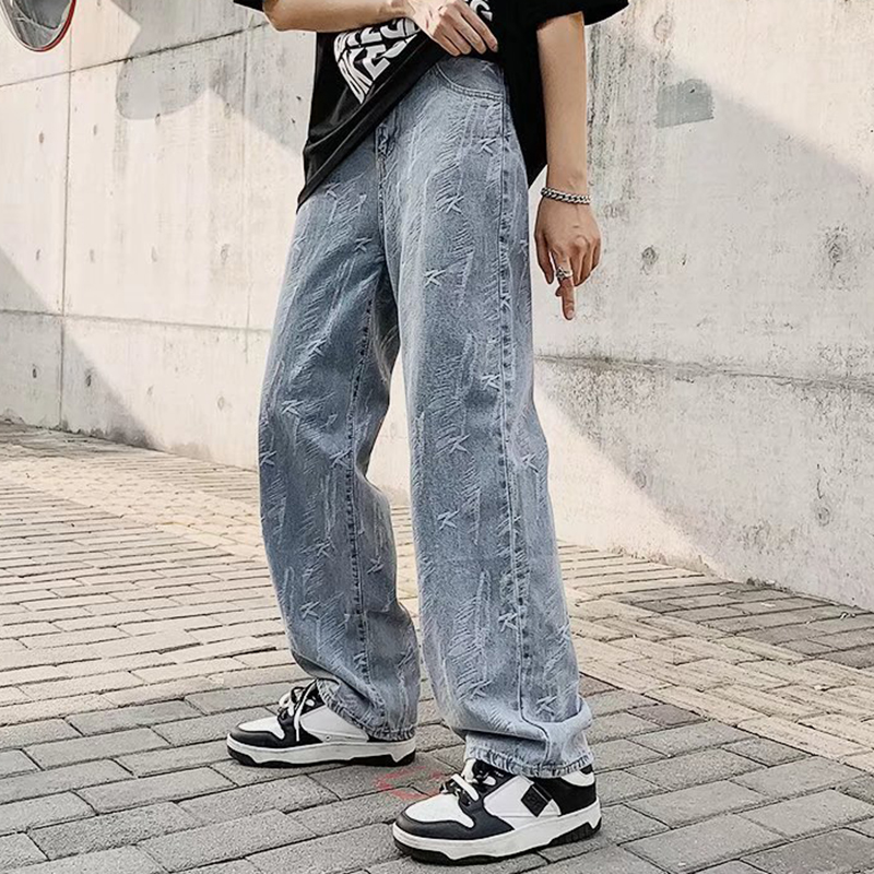 Street Style Embroidered Straight Jeans