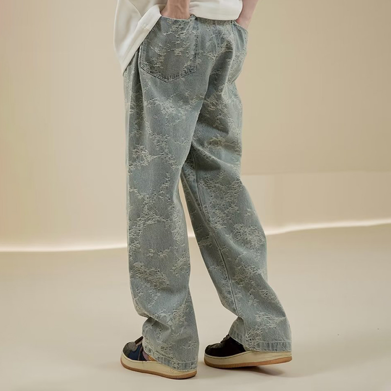 Simple Embroidered Straight Jeans
