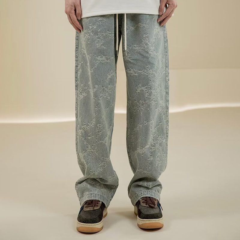 Simple Embroidered Straight Jeans