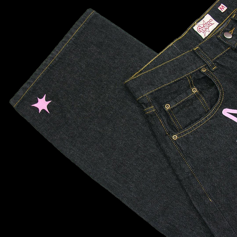 Hip Hop Star Letter Print Jeans