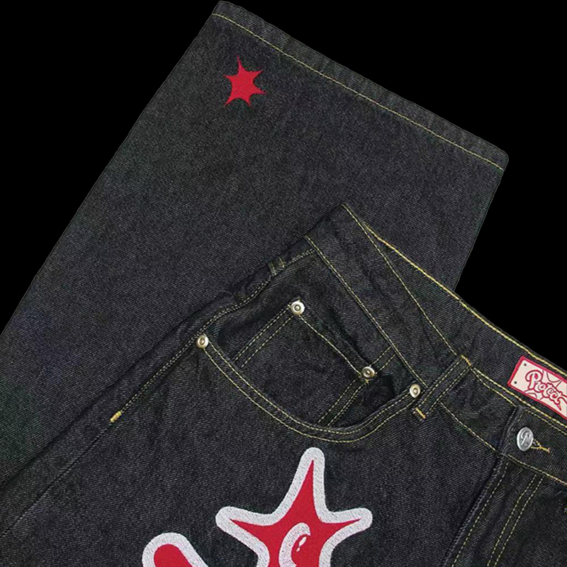 Hip Hop Star Letter Print Jeans