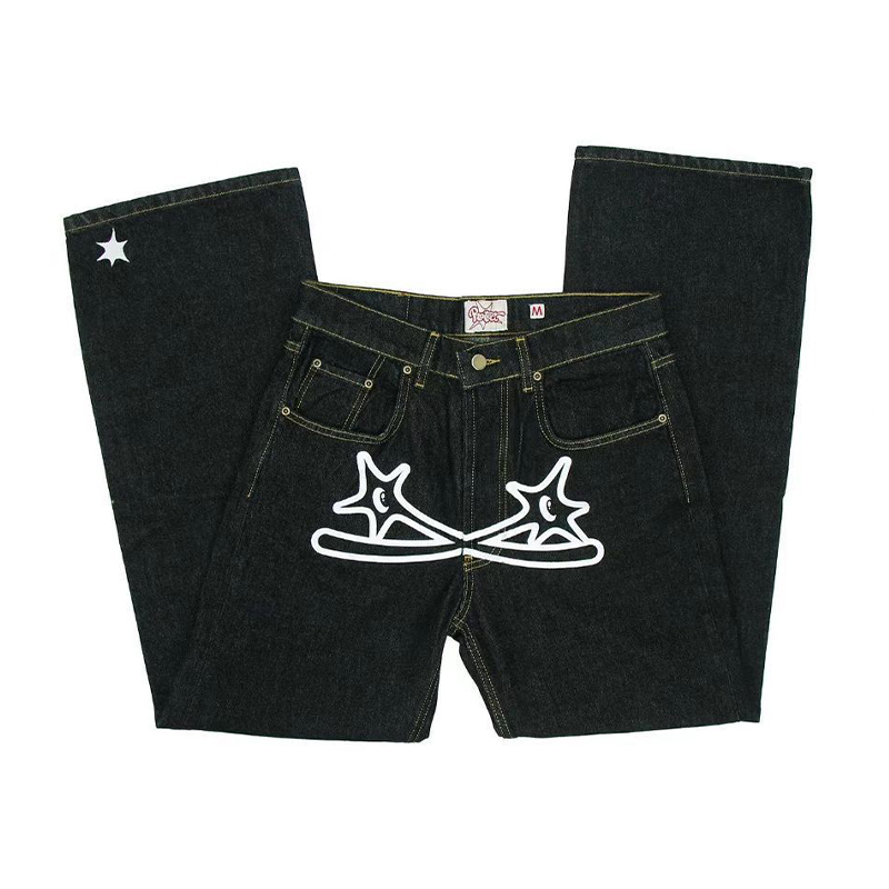 Hip Hop Star Letter Print Jeans