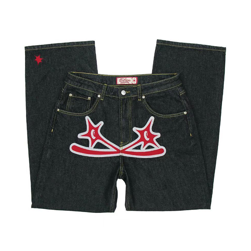 Hip Hop Star Letter Print Jeans