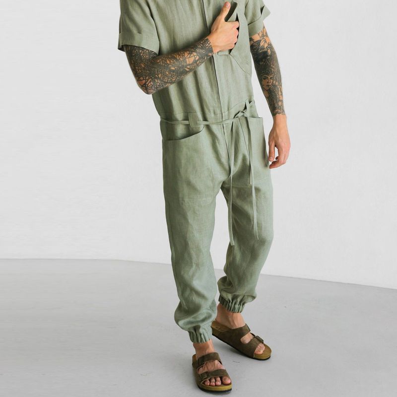 Casual Short Sleeve One-piece Trousers