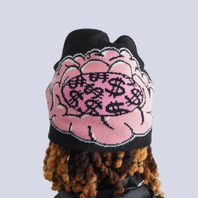 Y2k Brain Flower Jacquard Knitted Hat