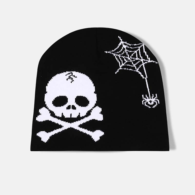 Spider Web Skull Pirate Knit Hat