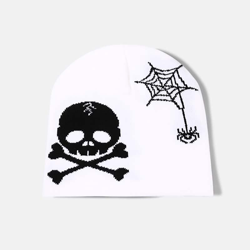 Spider Web Skull Pirate Knit Hat
