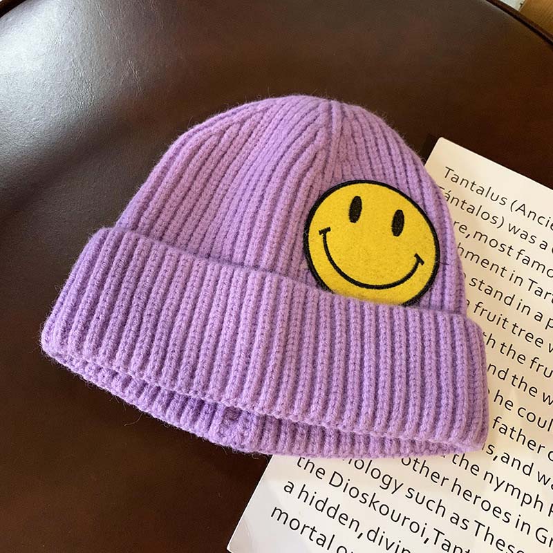 Candy Color Cute Smiley Knitted Hat