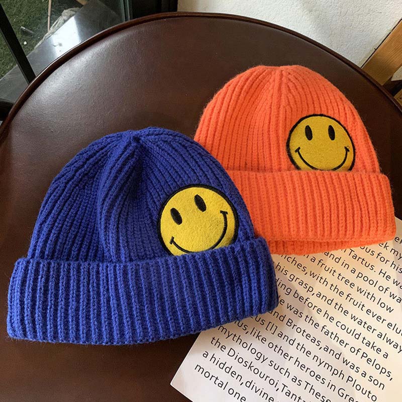 Candy Color Cute Smiley Knitted Hat