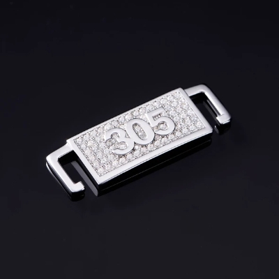 Iced Miami "305" Lace Lock in White Gold-Pair