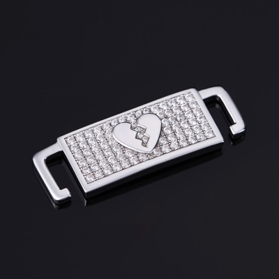 Iced Broken Heart Lace Lock in White Gold-Pair