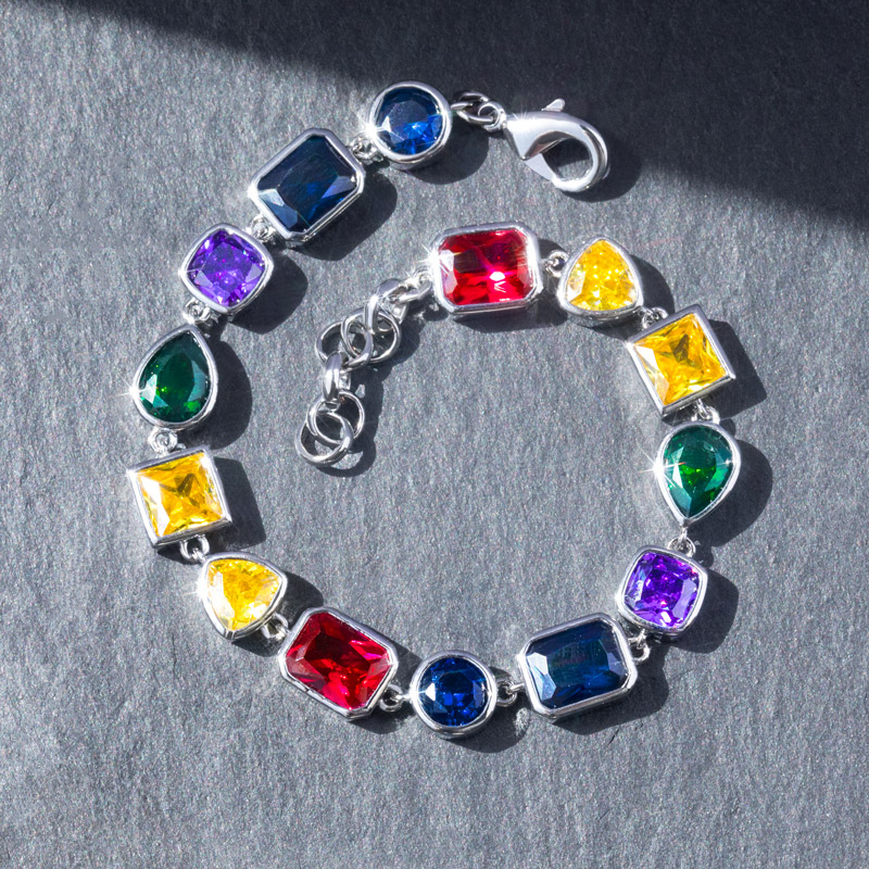 Multicolored and Mixed Shape Diamond Bracelet